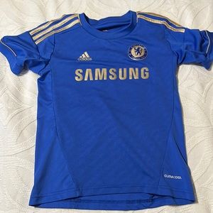 Blue with gold lettering Eden Hazard Chelsea jersey